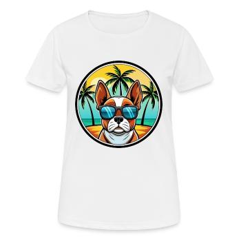 French Spaniel Dog Breed Cartoon Sunglasses Beach - Women's Breathable T-Shirt - white - Front - AI Model Female 172 dark (172cm)