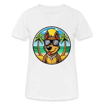 Deutscher Jagdterrier Hunderasse Cartoon Beach - Frauen T-Shirt atmungsaktiv - Weiß - Vorne - AI Model Female 172 dark (172cm)