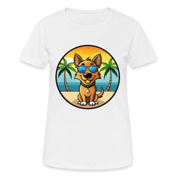 Jamthund Dog Breed Cartoon Sunglasses Beach - Women's Breathable T-Shirt - white - Front - AI Model Female 172 dark (172cm)