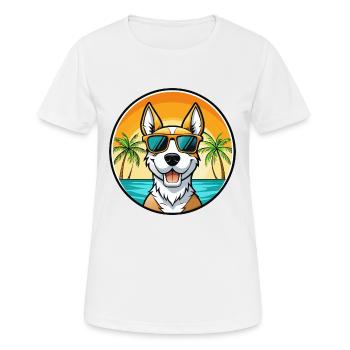 Foxterrier Smooth Dog Rasse Cartoon Sonnenbrille - Frauen T-Shirt atmungsaktiv - Weiß - Vorne - AI Model Female 172 dark (172cm)
