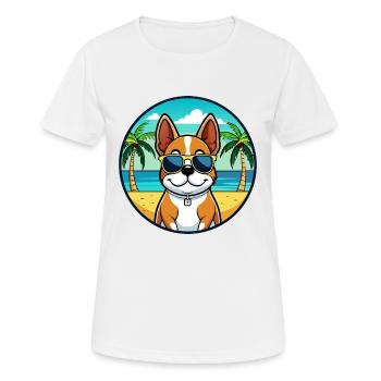 French Brittany Dog Breed Cartoon Sunglasses Beach - Women's Breathable T-Shirt - white - Front - AI Model Female 172 dark (172cm)