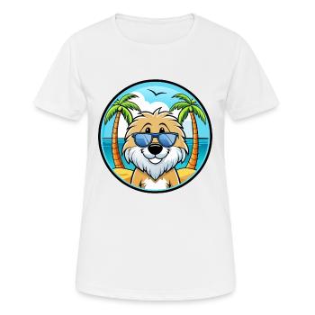 Friesische Wasserhundrasse Cartoon Sonnenbrille Strand - Frauen T-Shirt atmungsaktiv - Weiß - Vorne - AI Model Female 172 dark (172cm)