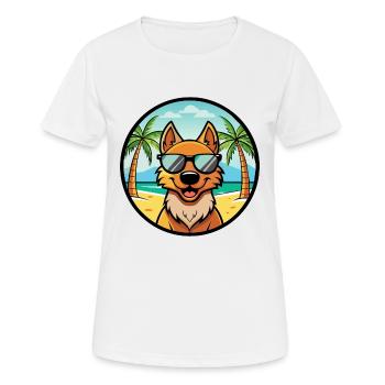 Frison Chien D’arrêt Race Dessin Animé Lunettes De Soleil Plage - T-shirt respirant Femme - blanc - Devant - AI Model Female 172 dark (172cm)
