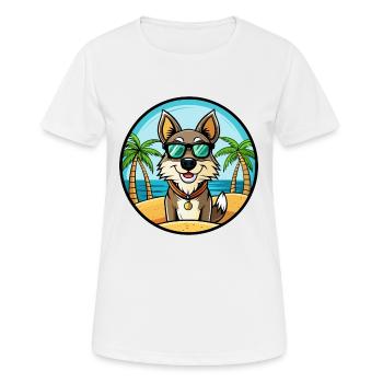 Georgischer Schäferhund Hunderasse Cartoon Sonnenbrille Strand - Frauen T-Shirt atmungsaktiv - Weiß - Vorne - AI Model Female 172 dark (172cm)