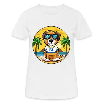 Brasileiro Chien Race Dessin Animé Lunettes De Soleil Plage - T-shirt respirant Femme - blanc - Devant - AI Model Female 172 dark (172cm)