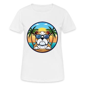 Bouledogue anglais race dessin animé lunettes de soleil plage - T-shirt respirant Femme - blanc - Devant - AI Model Female 172 dark (172cm)