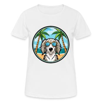 English Setter Dog Breed Cartoon Sunglasses Beach - Women's Breathable T-Shirt - white - Front - AI Model Female 172 dark (172cm)