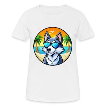 Husky Chien Race Dessin Animé Lunettes De Soleil Plage - T-shirt respirant Femme - blanc - Devant - AI Model Female 172 dark (172cm)