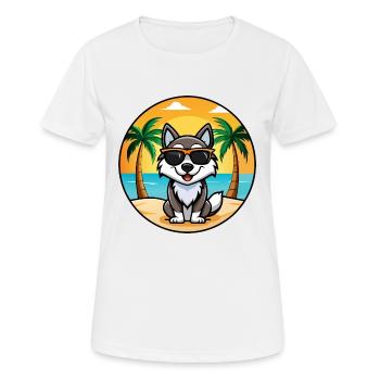 Karelian Bear Dog Breed Cartoon Sunglasses Beach - Women's Breathable T-Shirt - white - Front - AI Model Female 172 dark (172cm)