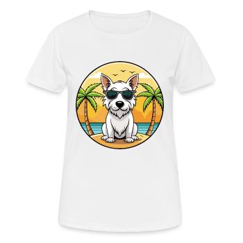 Lunettes de soleil de dessin animé de race de chien Terrier blanc anglais - T-shirt respirant Femme - blanc - Devant - AI Model Female 172 dark (172cm)
