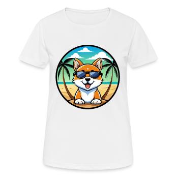 Hokkaido Hunderasse Cartoon Sonnenbrille Strand - Frauen T-Shirt atmungsaktiv - Weiß - Vorne - AI Model Female 172 dark (172cm)