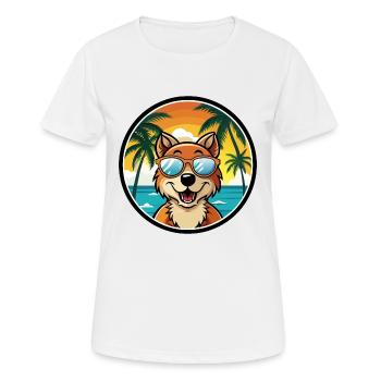 Hygenhund Chien Race Dessin Animé Lunettes De Soleil Plage - T-shirt respirant Femme - blanc - Devant - AI Model Female 172 dark (172cm)