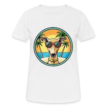 Lévrier italien race chien dessin animé lunettes de soleil plage - T-shirt respirant Femme - blanc - Devant - AI Model Female 172 dark (172cm)