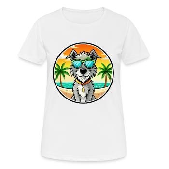 Irischer Wolfshund Hunderasse Cartoon Sonnenbrille Strand - Frauen T-Shirt atmungsaktiv - Weiß - Vorne - AI Model Female 172 dark (172cm)