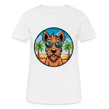 Irish Terrier Hunderasse Cartoon Sonnenbrille Strand - Frauen T-Shirt atmungsaktiv - Weiß - Vorne - AI Model Female 172 dark (172cm)
