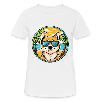Jindo Dog Breed Cartoon Sunglasses Beach - Women's Breathable T-Shirt - white - Front - AI Model Female 172 dark (172cm)