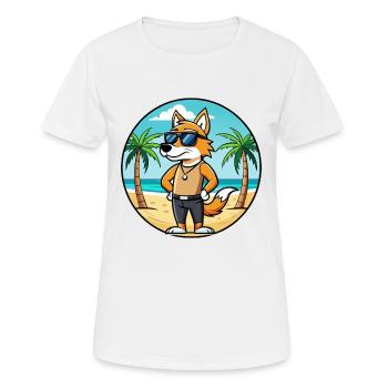 English Foxhound Chien Race Dessin Animé Lunettes De Soleil Plage - T-shirt respirant Femme - blanc - Devant - AI Model Female 172 dark (172cm)