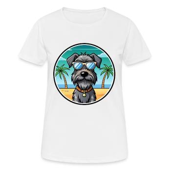 Deutscher Drahthaar Vorstehhund Rasse Cartoon Strand - Frauen T-Shirt atmungsaktiv - Weiß - Vorne - AI Model Female 172 dark (172cm)