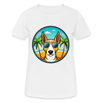 Ibizan Hound Dog Breed Cartoon Sunglasses Beach - Women's Breathable T-Shirt - white - Front - AI Model Female 172 dark (172cm)