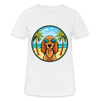 Irish Setter Dog Breed Cartoon Sunglasses Beach - Women's Breathable T-Shirt - white - Front - AI Model Female 172 dark (172cm)