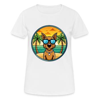 Jagdterrier Dog Breed Cartoon Sunglasses Beach - Women's Breathable T-Shirt - white - Front - AI Model Female 172 dark (172cm)