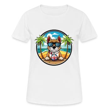 Grand Anglo Français Lunettes de soleil de dessin animé de race de chien - T-shirt respirant Femme - blanc - Devant - AI Model Female 172 dark (172cm)