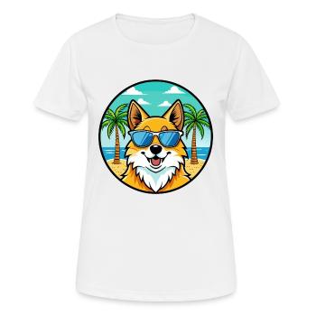 Deutscher Spitz Hund Rasse Cartoon Sonnenbrille Strand - Frauen T-Shirt atmungsaktiv - Weiß - Vorne - AI Model Female 172 dark (172cm)