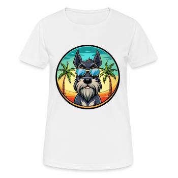 Giant Schnauzer Dog Breed Cartoon Sunglasses Beach - Women's Breathable T-Shirt - white - Front - AI Model Female 172 dark (172cm)