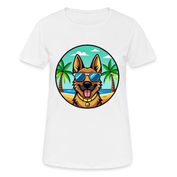 German Shepherd Dog Breed Cartoon Sunglasses Beach - Women's Breathable T-Shirt - white - Front - AI Model Female 172 dark (172cm)