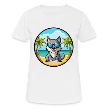 Lunettes de soleil de dessin animé de race de chien du Groenland plage - T-shirt respirant Femme - blanc - Devant - AI Model Female 172 dark (172cm)
