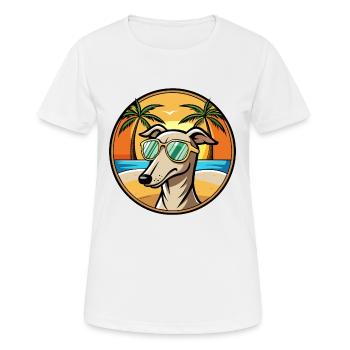 Greyhound Chien Race Dessin Animé Lunettes De Soleil Plage - T-shirt respirant Femme - blanc - Devant - AI Model Female 172 dark (172cm)