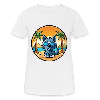 Griffon Bleu De Gascogne Hunderasse Cartoon Beach - Frauen T-Shirt atmungsaktiv - Weiß - Vorne - AI Model Female 172 dark (172cm)