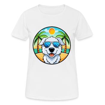 Kuvasz Chien Race Dessin Animé Lunettes de Soleil Plage - T-shirt respirant Femme - blanc - Devant - AI Model Female 172 dark (172cm)