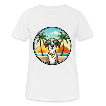 Gascogne Pointer Chien Race Dessin Animé Plage - T-shirt respirant Femme - blanc - Devant - AI Model Female 172 dark (172cm)