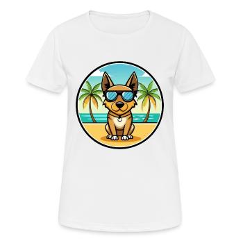 Lancashire Heeler Dog Breed Cartoon Sunglass Beach - Women's Breathable T-Shirt - white - Front - AI Model Female 172 dark (172cm)