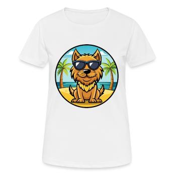 Griffon Fauve De Bretagne Dog Breed Cartoon Beach - Women's Breathable T-Shirt - white - Front - AI Model Female 172 dark (172cm)