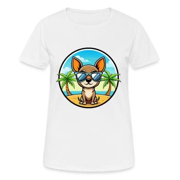 Miniatur Pinscher Hund Rasse Cartoon Sonnenbrille - Frauen T-Shirt atmungsaktiv - Weiß - Vorne - AI Model Female 172 dark (172cm)