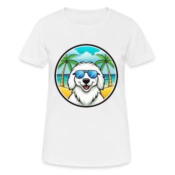 Great Pyrenees Dog Breed Cartoon Sunglasses Beach - Women's Breathable T-Shirt - white - Front - AI Model Female 172 dark (172cm)