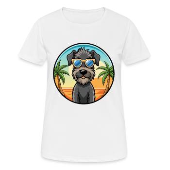 Kerry Blue Terrier Hunderasse Cartoon Sonnenbrille - Frauen T-Shirt atmungsaktiv - Weiß - Vorne - AI Model Female 172 dark (172cm)