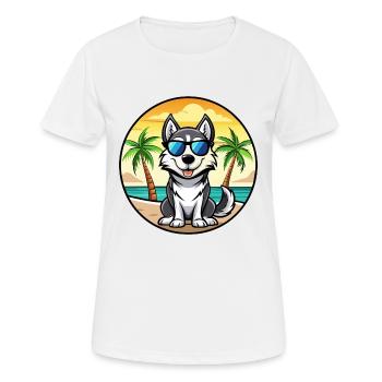 Labrador Husky Chien Race Dessin Animé Lunettes De Soleil Plage - T-shirt respirant Femme - blanc - Devant - AI Model Female 172 dark (172cm)