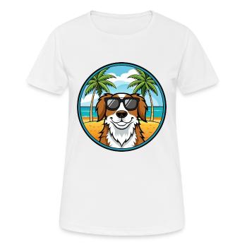 Landseer Chien Race Dessin Animé Lunettes de Soleil Plage - T-shirt respirant Femme - blanc - Devant - AI Model Female 172 dark (172cm)