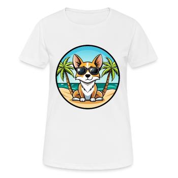 Lunettes de soleil de dessin animé de race de chien Fox Terrier miniature - T-shirt respirant Femme - blanc - Devant - AI Model Female 172 dark (172cm)