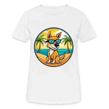 Kangaroo Dog Breed Cartoon Sunglasses Beach - Women's Breathable T-Shirt - white - Front - AI Model Female 172 dark (172cm)