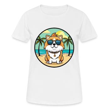 Japanese Chin Dog Breed Cartoon Sunglasses Beach - Women's Breathable T-Shirt - white - Front - AI Model Female 172 dark (172cm)