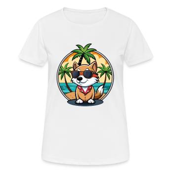 Kai Ken Hunderasse Cartoon Sonnenbrille Strand - Frauen T-Shirt atmungsaktiv - Weiß - Vorne - AI Model Female 172 dark (172cm)
