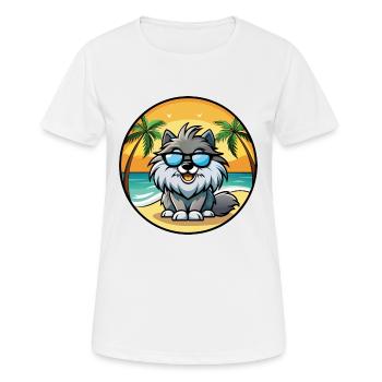 Keeshond Dog Breed Cartoon Sunglasses Beach - Women's Breathable T-Shirt - white - Front - AI Model Female 172 dark (172cm)