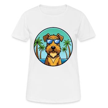 Lakeland Terrier Chien Race Dessin Animé Lunettes De Soleil Plage - T-shirt respirant Femme - blanc - Devant - AI Model Female 172 dark (172cm)