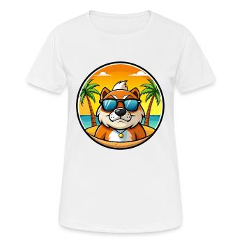 Moscow Watchdog Breed Cartoon Sunglasses Beach - Women's Breathable T-Shirt - white - Front - AI Model Female 172 dark (172cm)