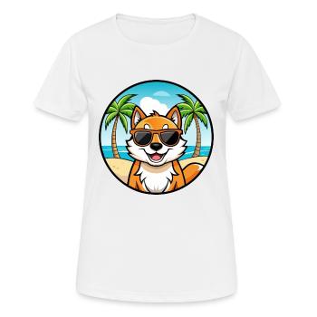 Kishu Ken Hunderasse Cartoon Sonnenbrille Strand - Frauen T-Shirt atmungsaktiv - Weiß - Vorne - AI Model Female 172 dark (172cm)