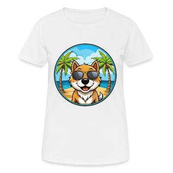 Lunettes de soleil de dessin animé de race de chien Kintamani Beach - T-shirt respirant Femme - blanc - Devant - AI Model Female 172 dark (172cm)